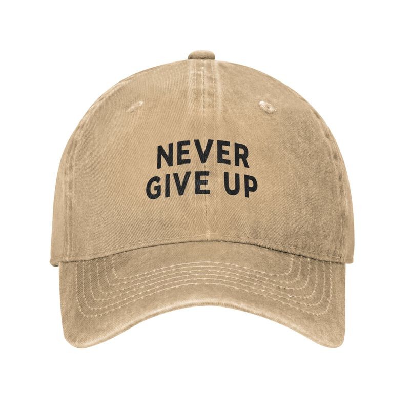 NEVER GIVE UP Funny Letter Print Sun Hat Adjustable Unisex Baseball Cap