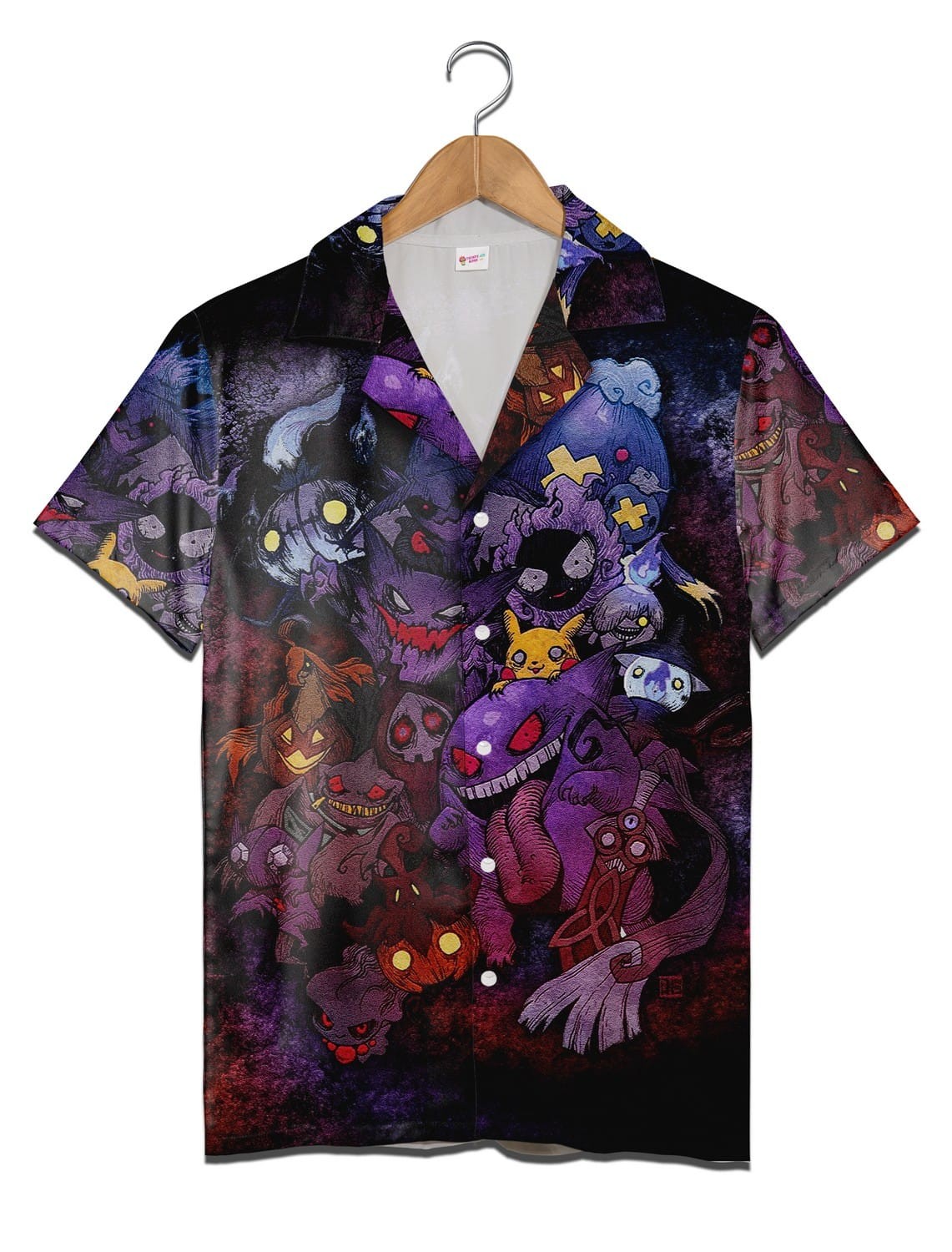 Pokemon Gengar Ghost Hawaiian Shirt 3D Print Aloha Beach Shir