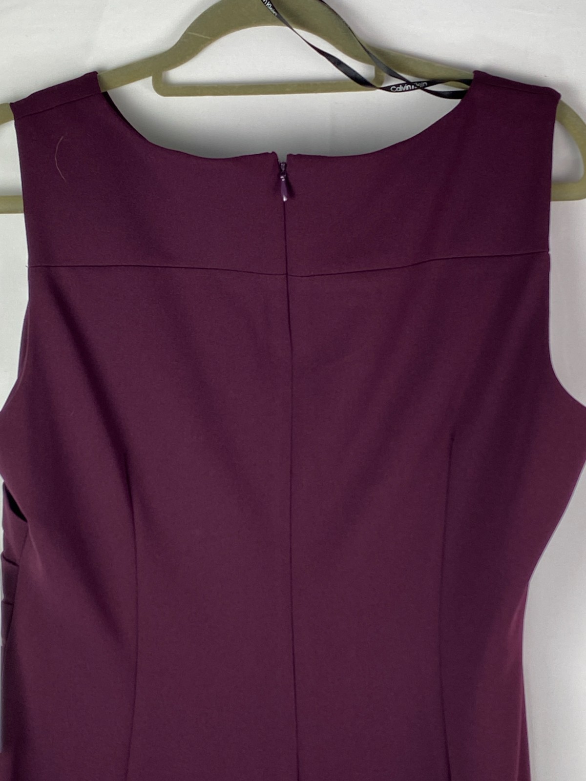 NWT Calvin Klien Ruched Front Sz 12 Sleeveless Sheath Dress Dark Purple Career