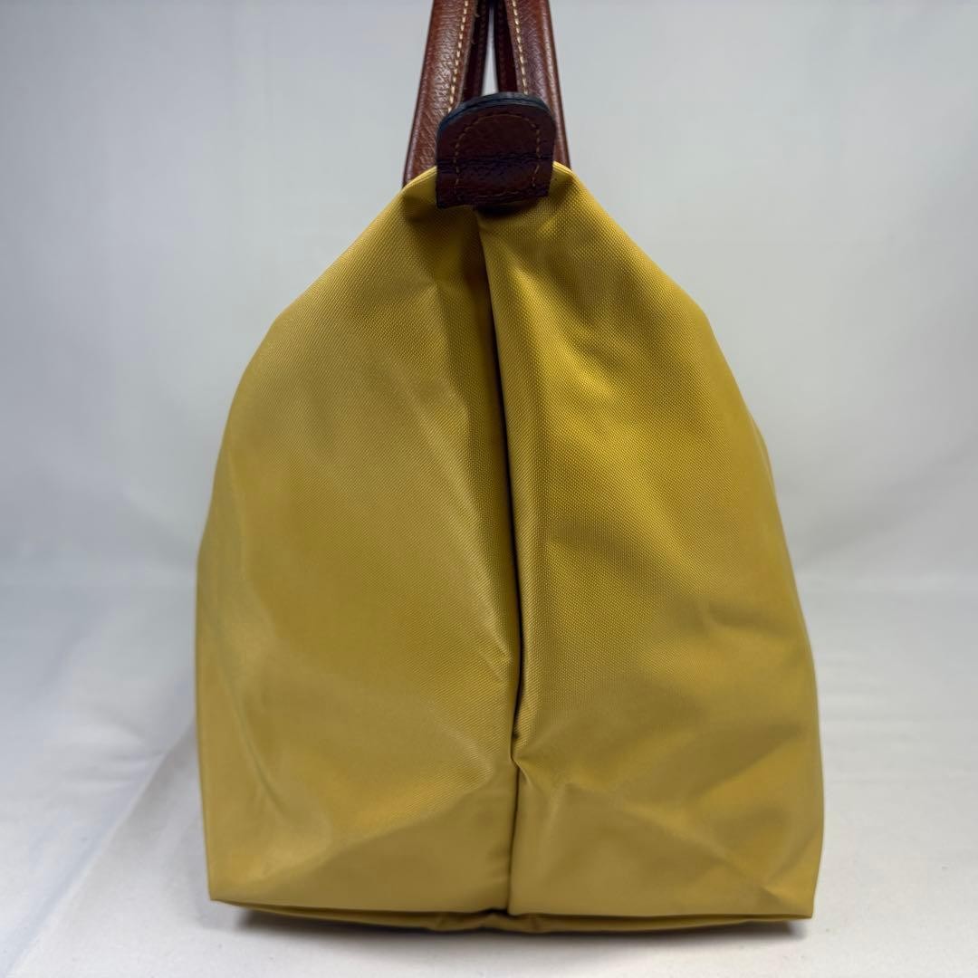 Longchamp Nylon Tote Bag Yellow Folding 10.2×19.3/11×7.9 in, Used
