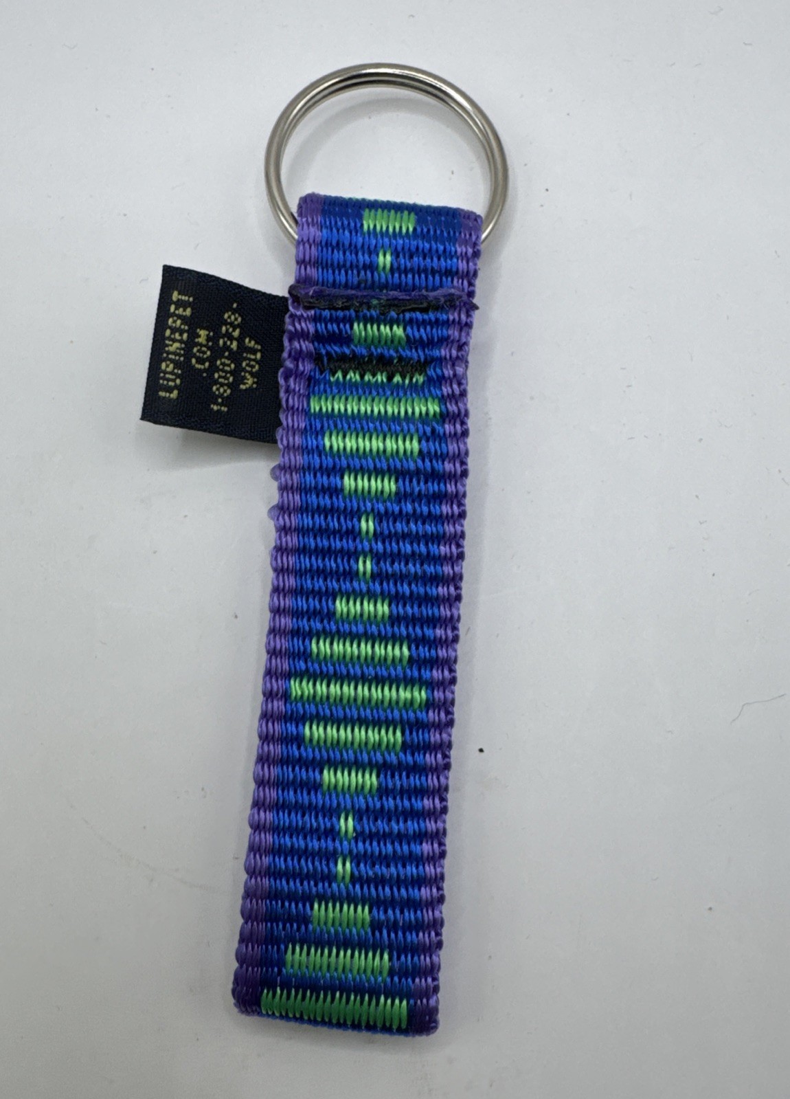 Lupine 3/4″ Wide 3 1/2” Long Keychain Original Blue Purple Geometric Pattern