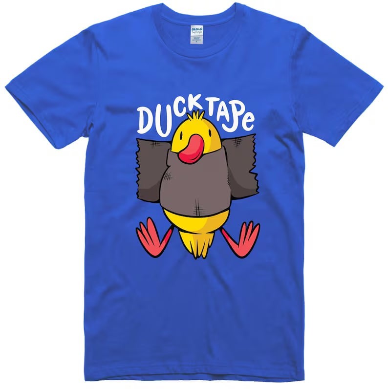 Funny T Shirt Duck Tape Print Regular Fit 100% Cotton Tee