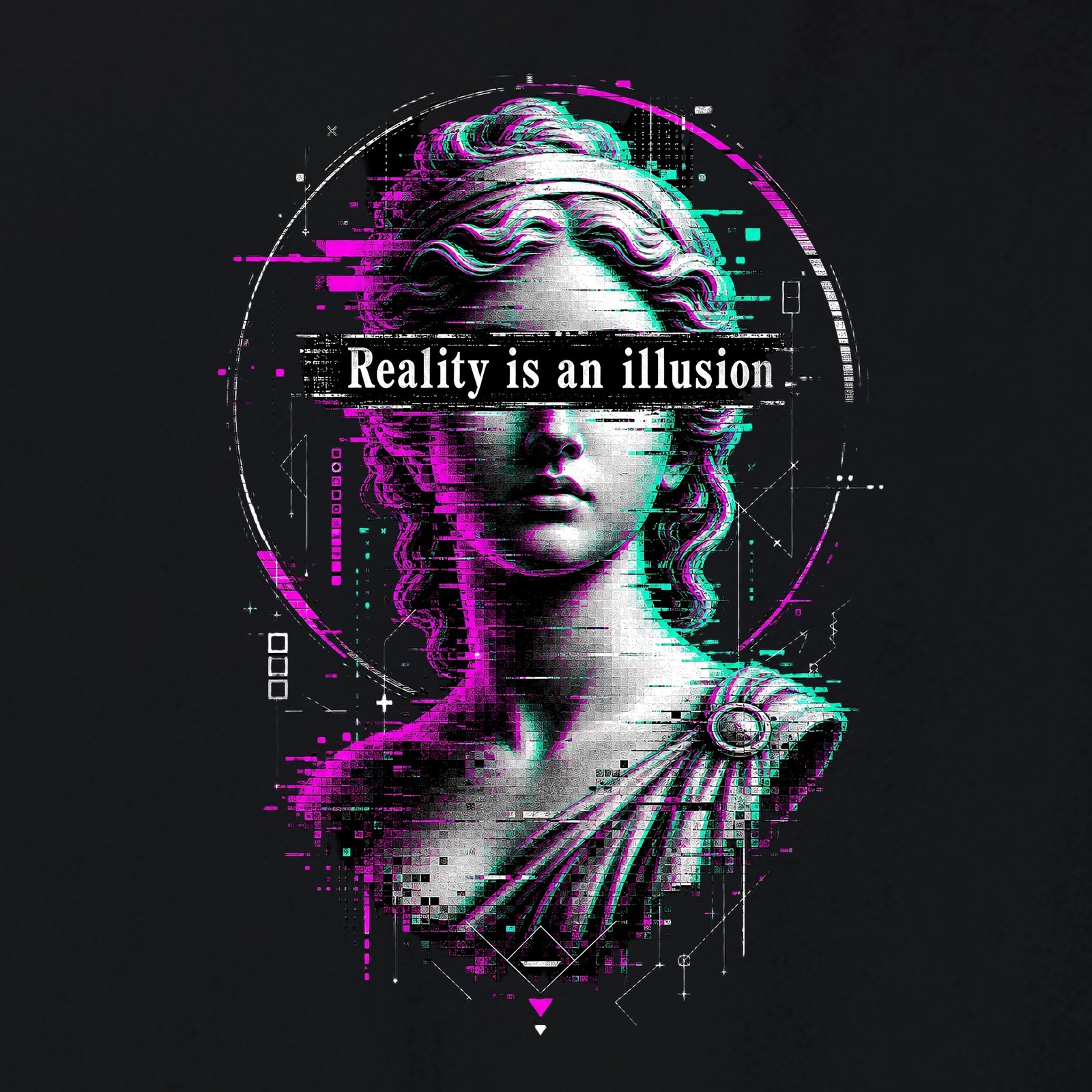 Reality is an illusion Glitch Greek Bust Unisex Sweatshirt Jumper
