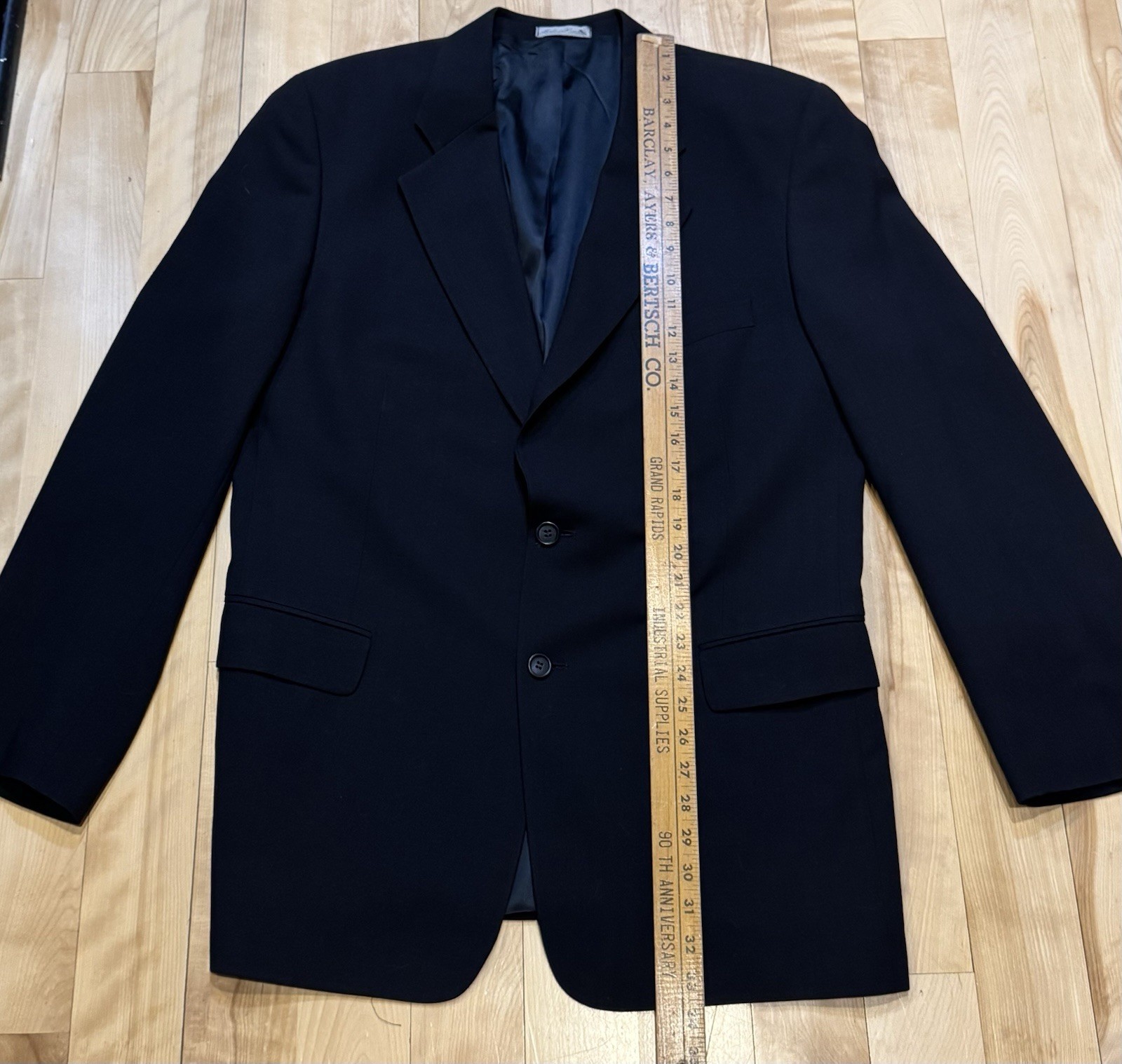 Deansgate Men’s 48R Black Wool Sport Coat Blazer 2 Button Classic Tailored