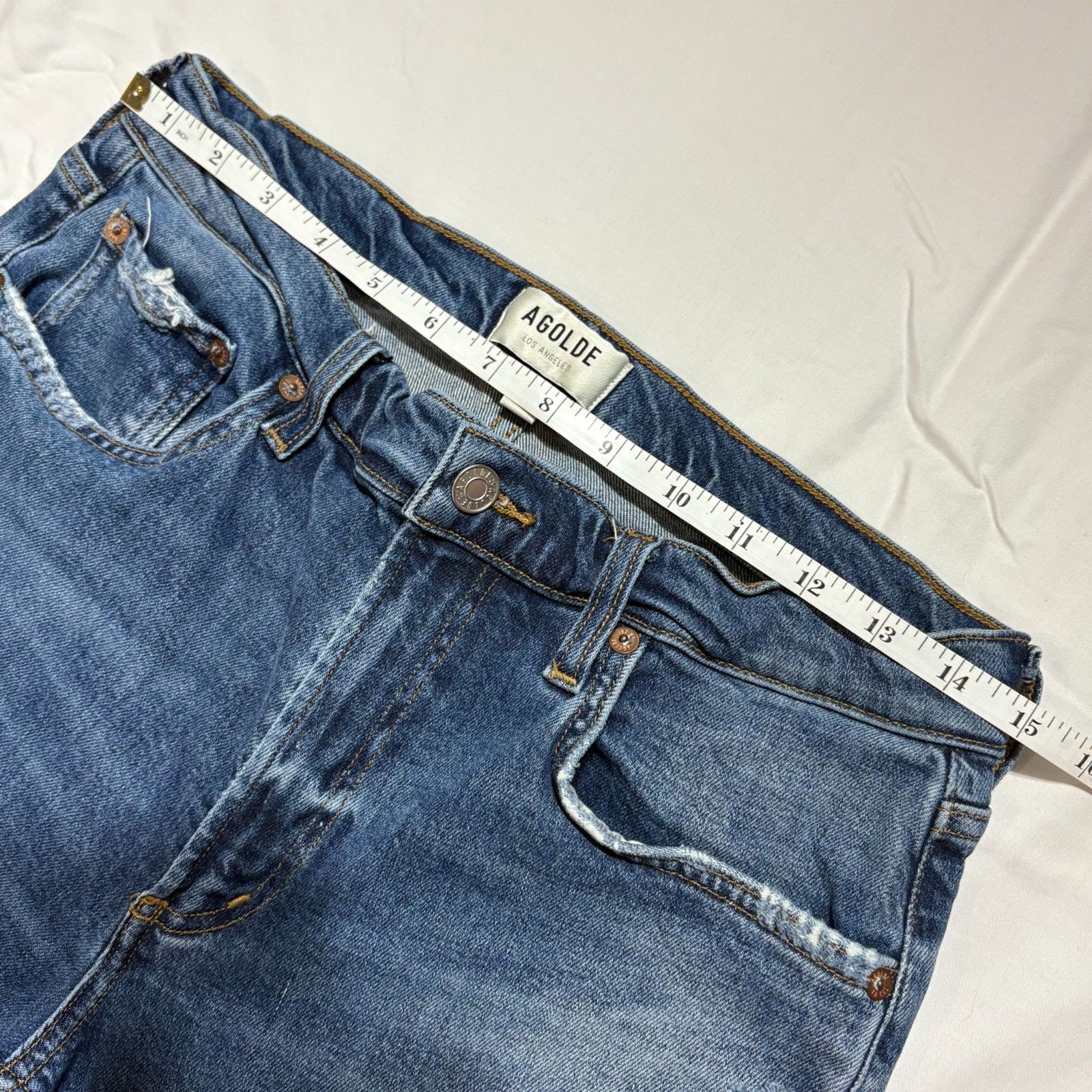 AGOLDE Kye Mid Rise Straight Leg Crop Jeans 28 Fits 30 Vintage Med Wash Raw Hem