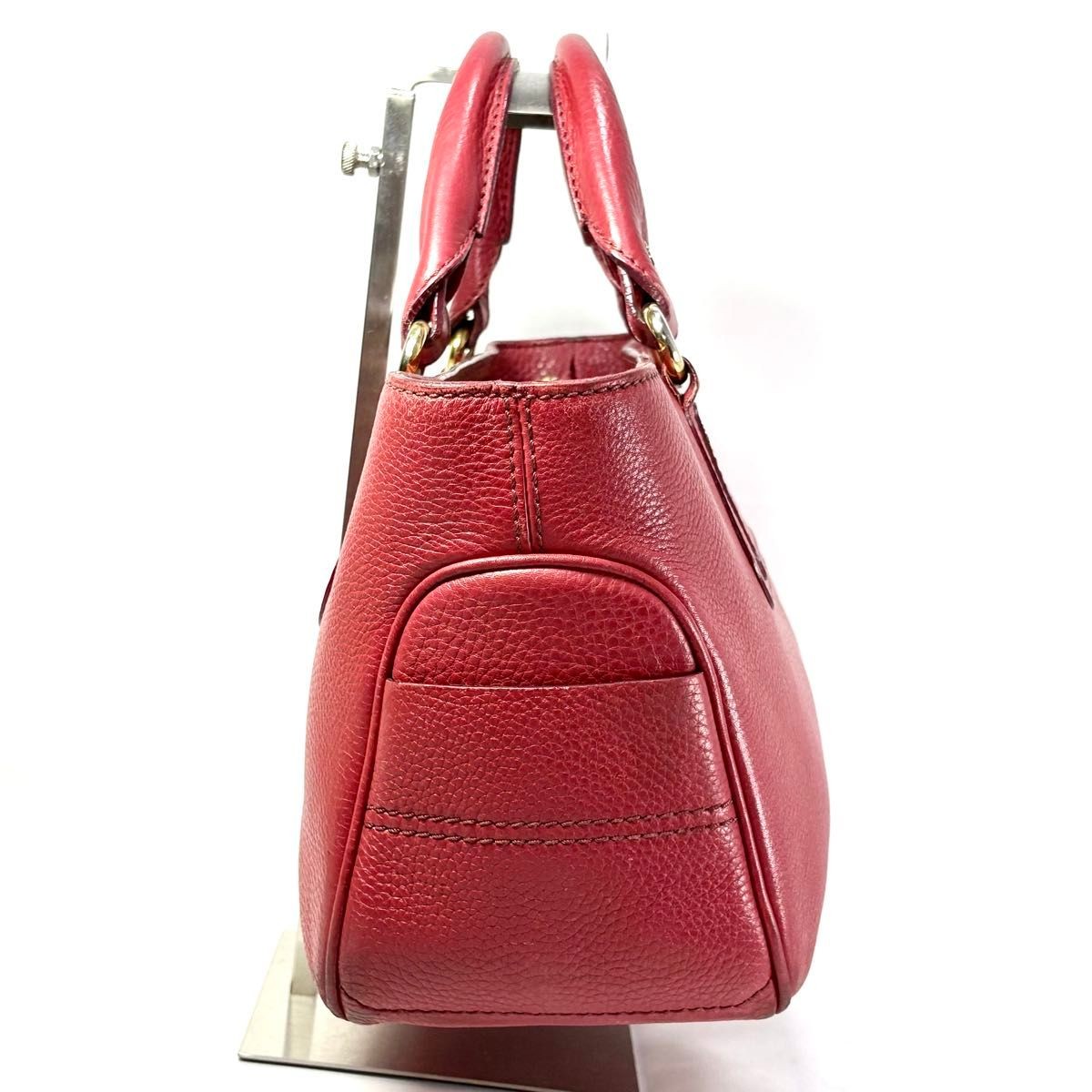 CELINE Boogie Bag Leather Handbag Red Genuine Leather Vintage Japan F/S USED