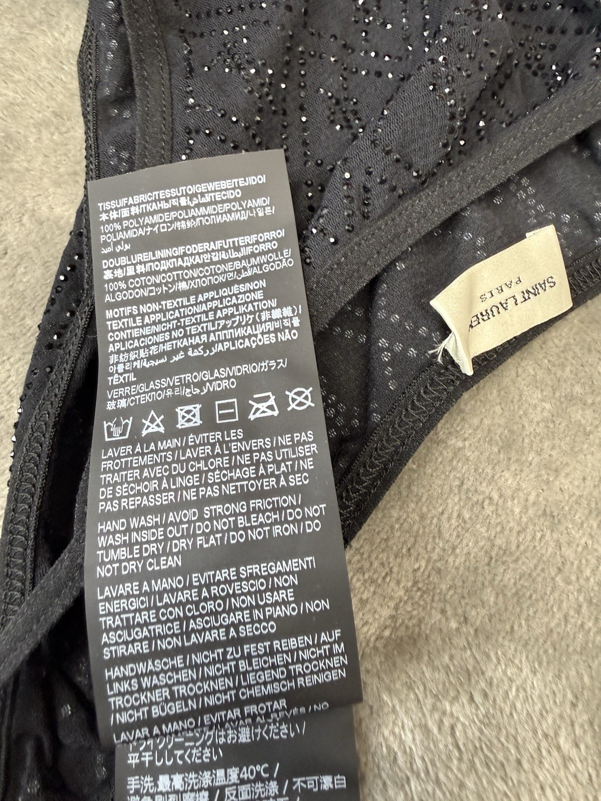 NWT Saint Laurent Cassandre Rhinestone Briefs Black S Crystal Logo