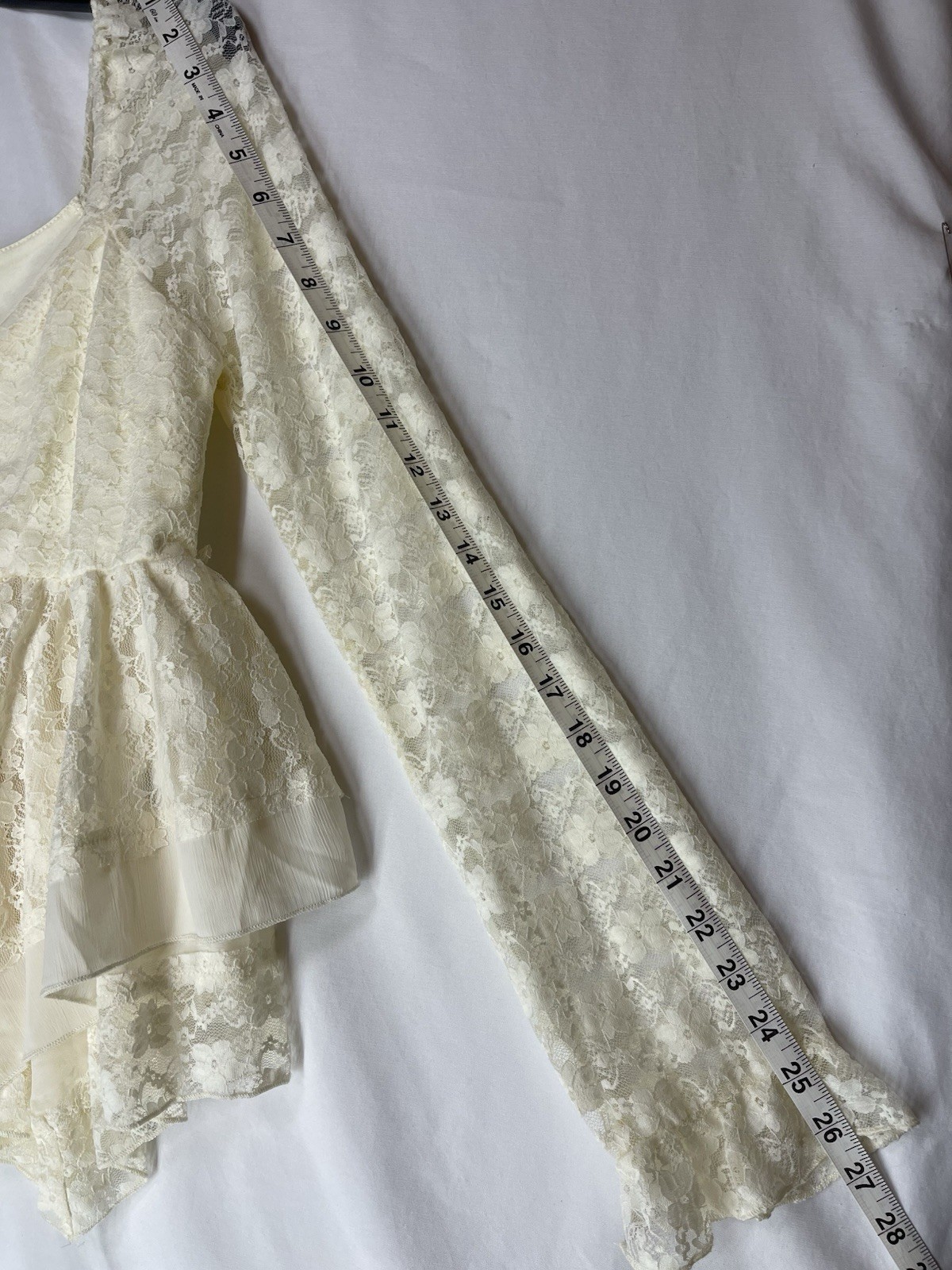 NWT Altar’d State Ivory Lillian Lace Babydoll Top Size L Boho Romantic Coquette