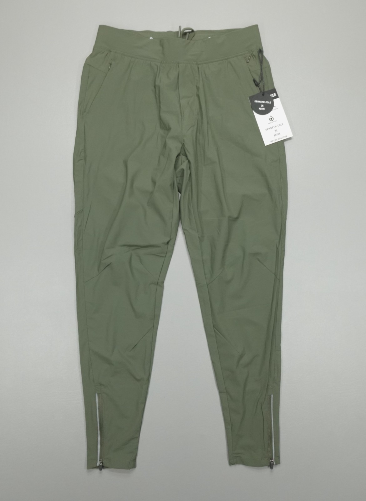 Kenneth Cole Active Tech Jogger Ankle Zip DWR Lightweight Reflective Olive