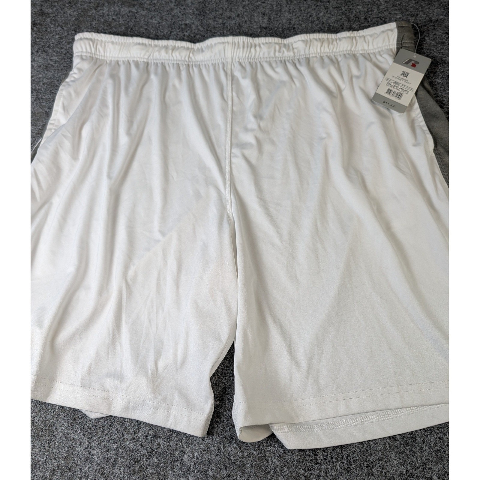 Russell Dri-Power 360 Mens Interlock Shorts White Grey 3XL RS14102HB NEW