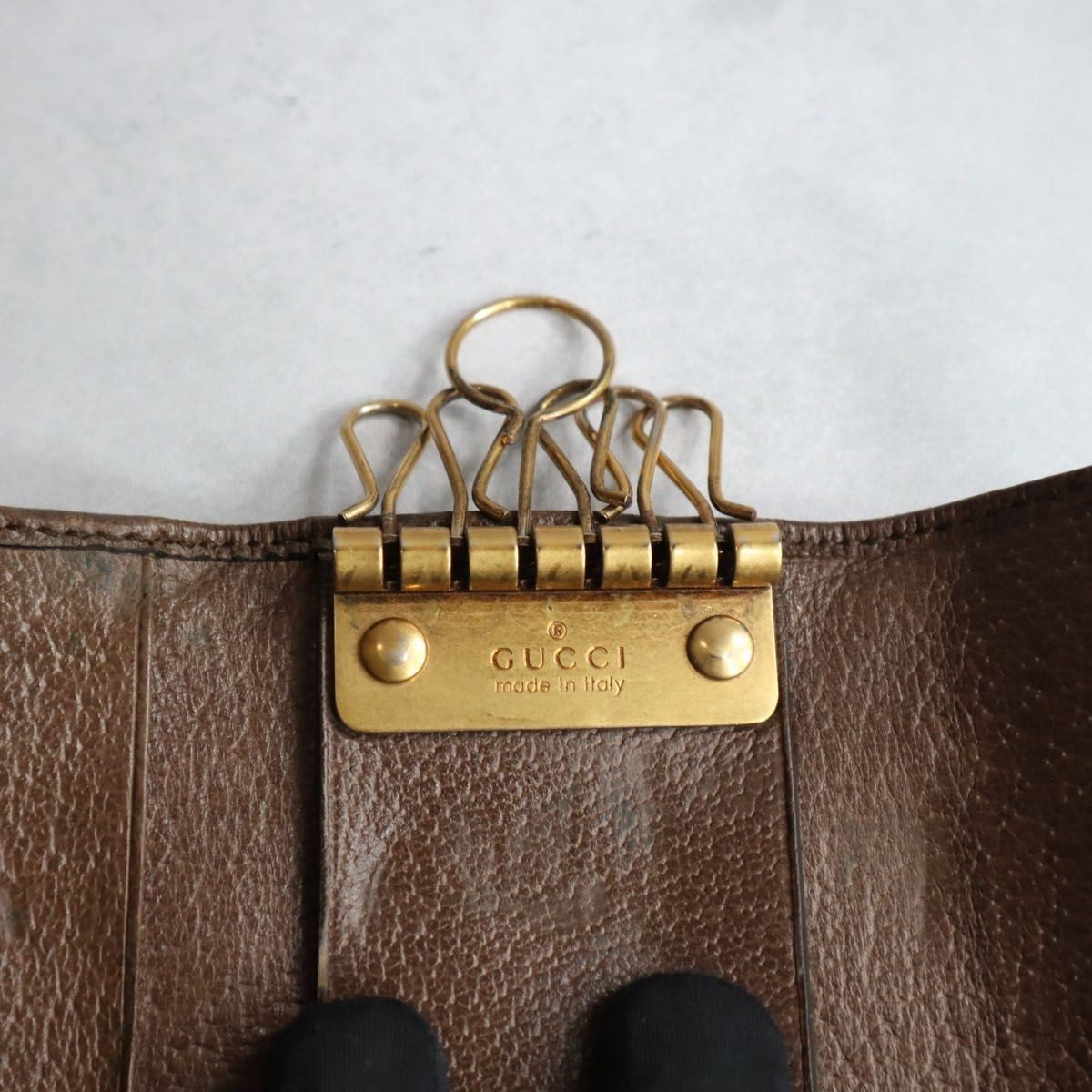 GUCCI Ophidia GG Marmont 6 Key Holder Case Brown Beige 603732