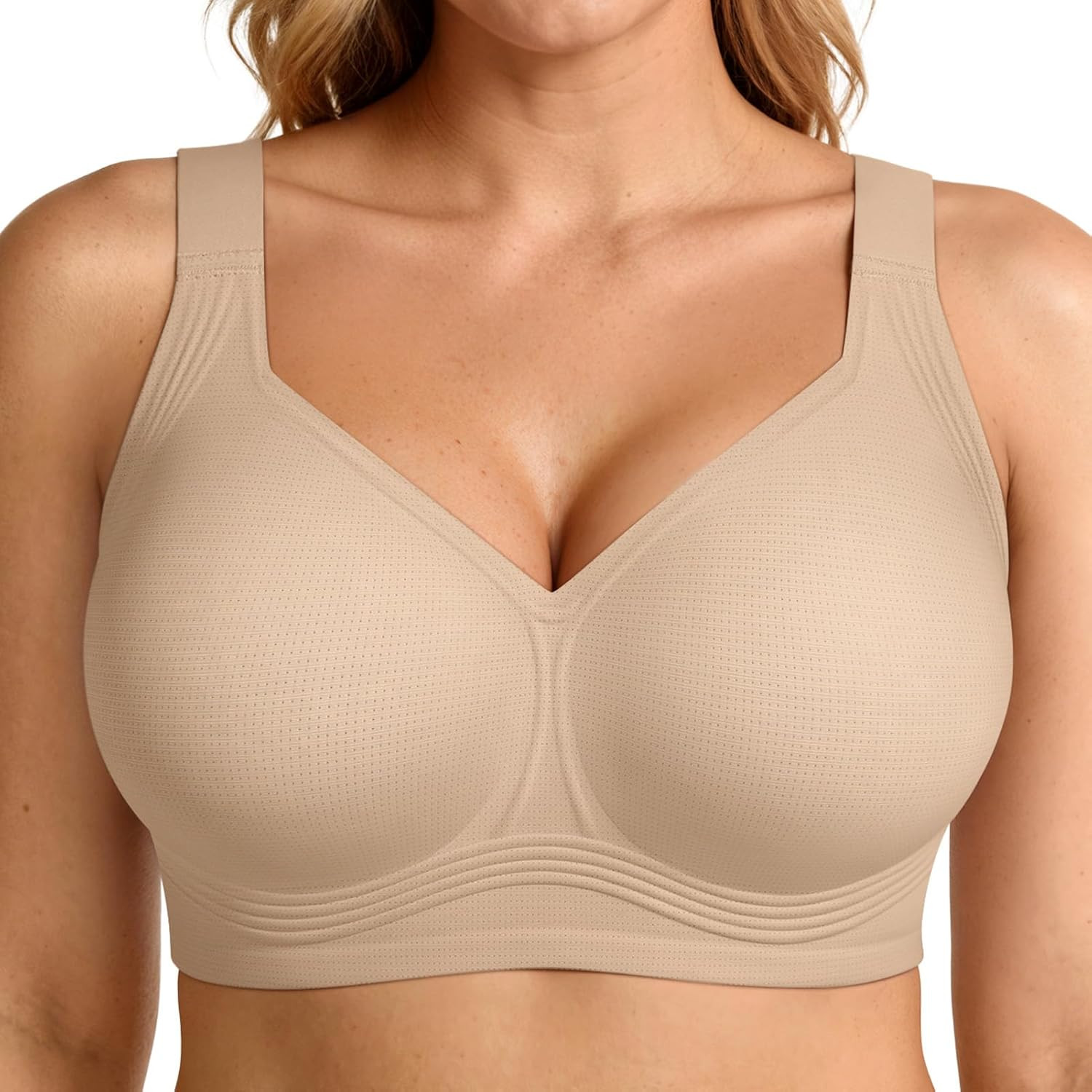 Supportive Wireless Push-Up Bra for Women – Full Coverage Seamless Plus Size