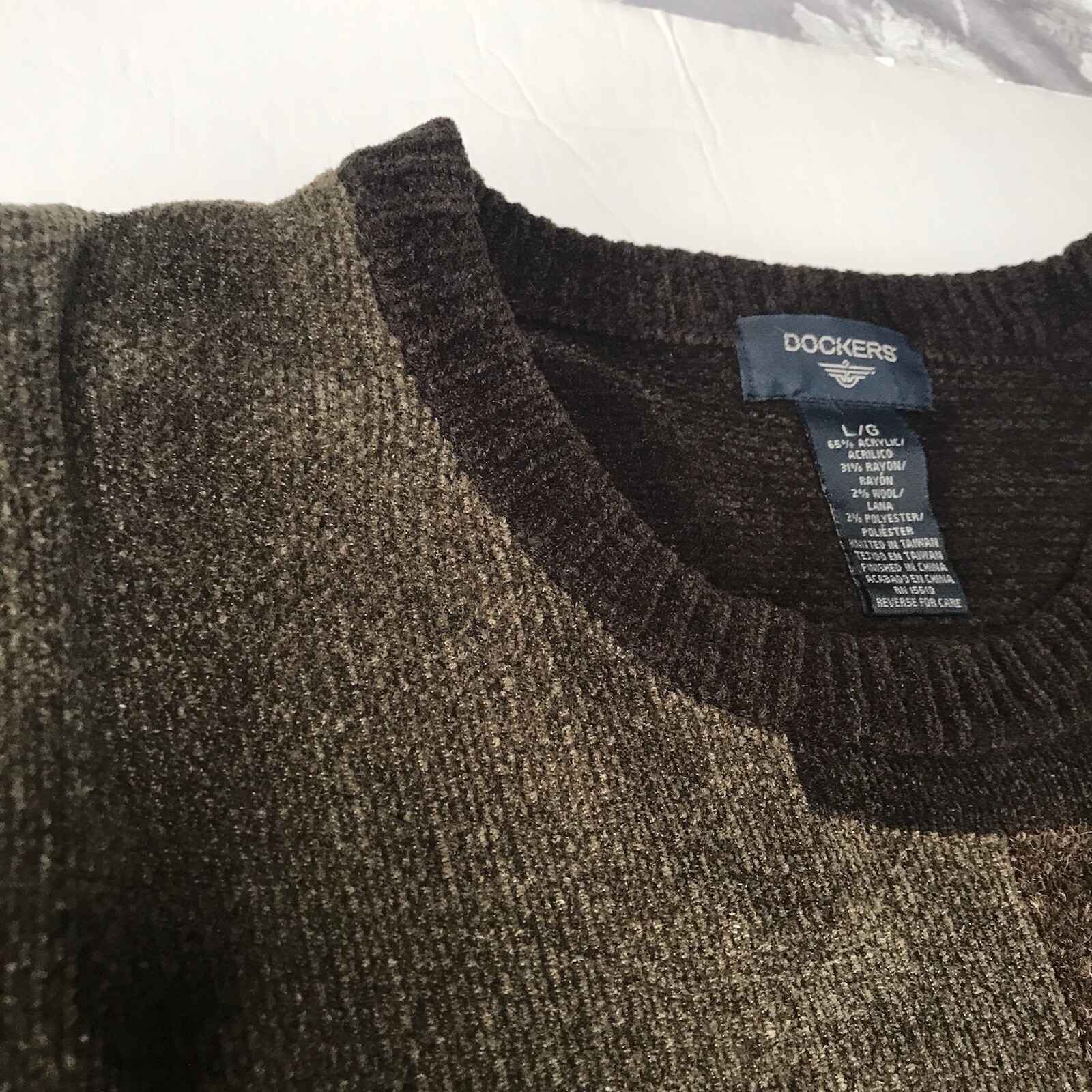 Vintage 90s Y2K Sweater Mens Large Wool Geometric Grunge Skater Grandpa Hip Hop