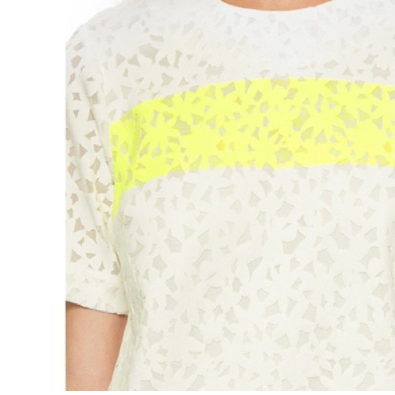 Elizabeth and James Mini Dress Lace Overlay Neon Stripe Short Sleeve XS
