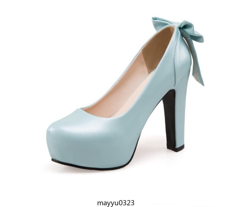 Women’s Bowknot Platform Casual Party Block High Heel Pumps Shoes Oversize 2026