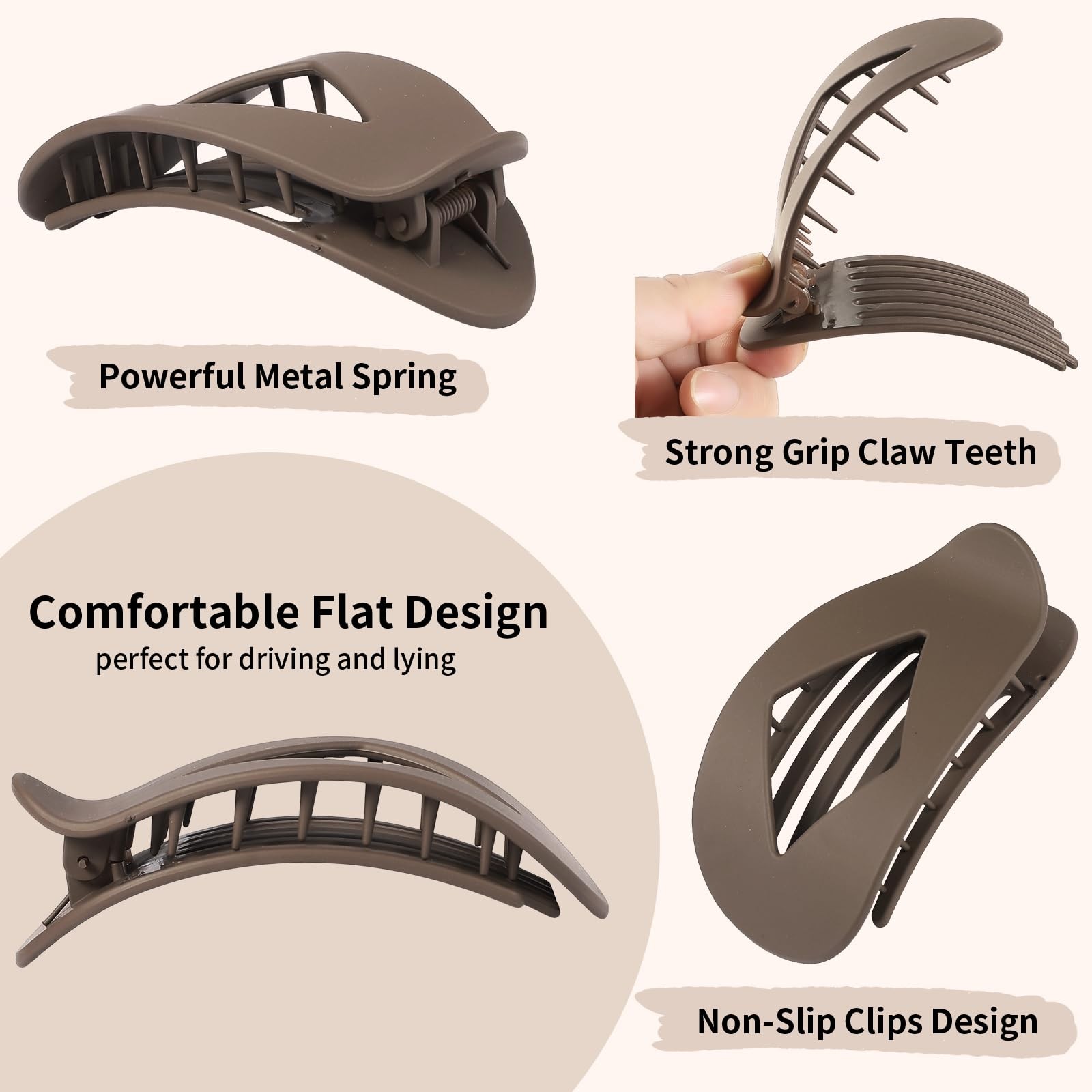 10 PCS Flat Hair Clips for Women – Large Matte 10 Count (Pack of 1), Leopard