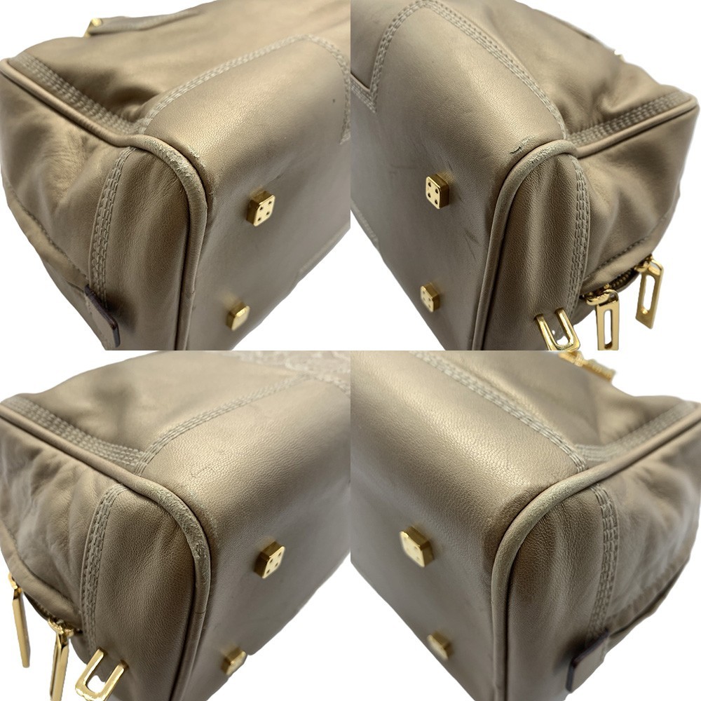 Loewe Amazona 28 Handbag, Mini Boston Style, Leather, Gold, Gold Metal