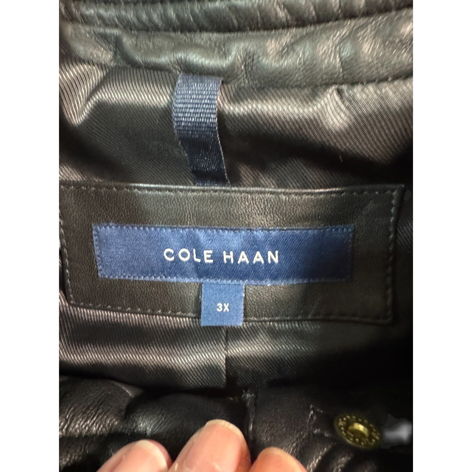 COLE HAAN Women’s Plus Stand-Collar Lambskin Leather Moto Sz 3x Sz 22w/24w NWT