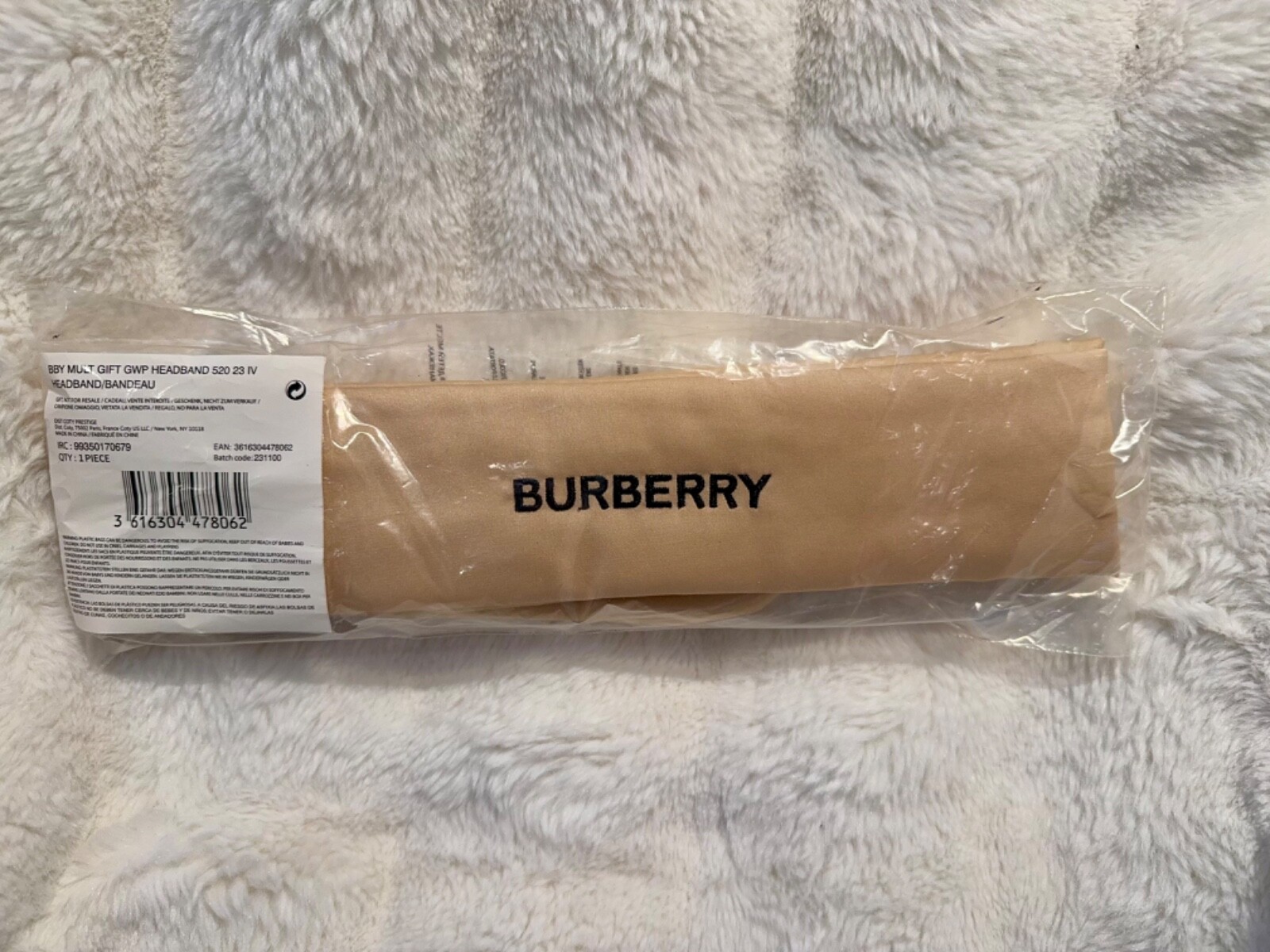 Burberry Beauty Beige Padded Silky Headband – Luxury Spa & Makeup Wrap
