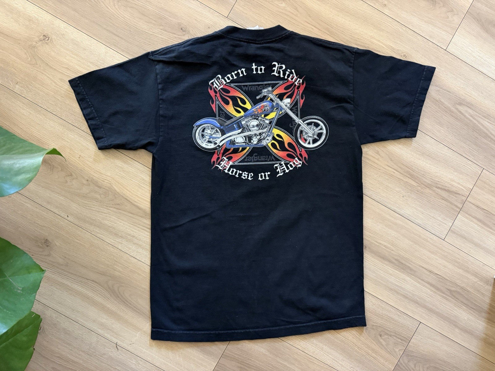 Vintage Biker Wrangler Chopper Graphic Shirt Medium 90s 00s Y2K