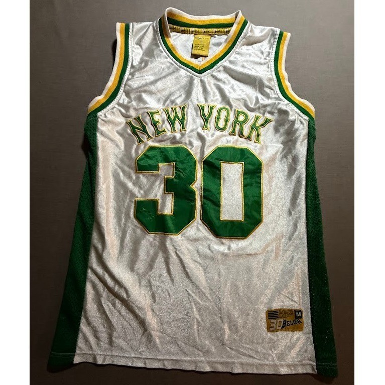Vintage New York #30 Below Basketball Jersey Green White Mens Medium 90s