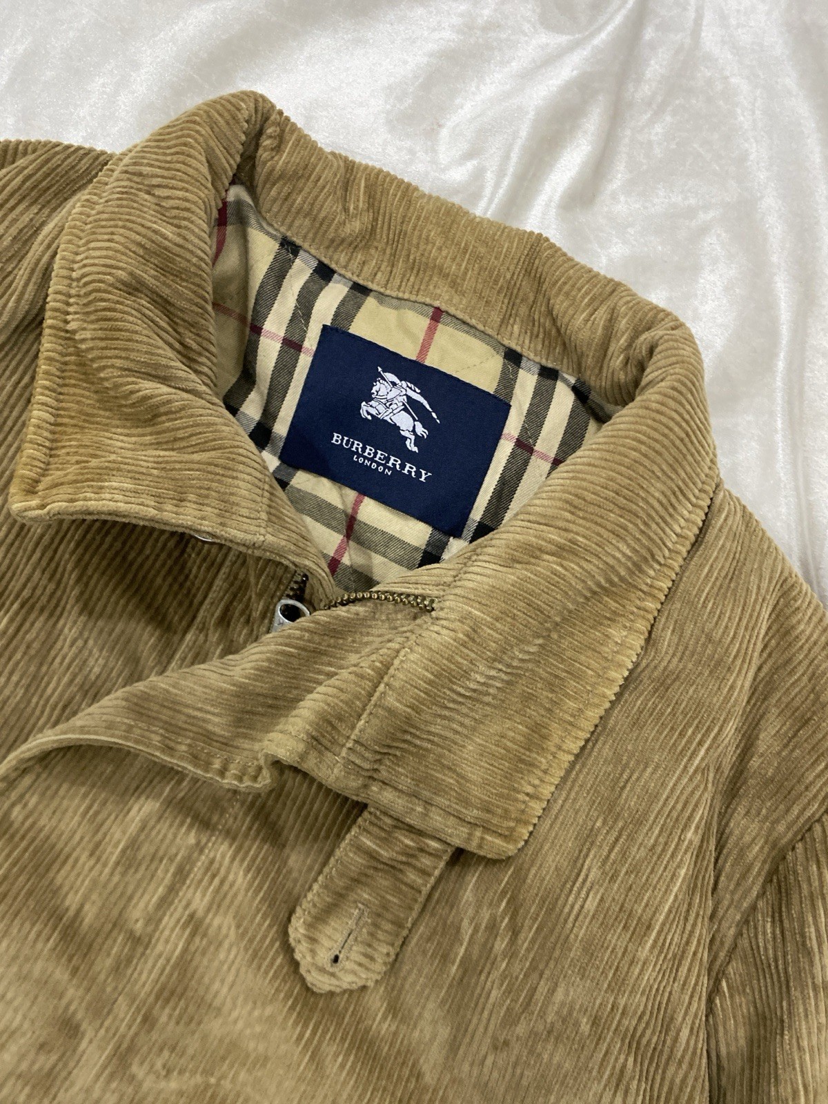 VTG Burberry London Corduroy Jacket Sherpa Lined Beige Nova Check Men Sz L