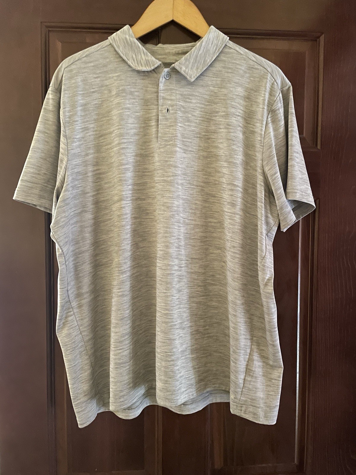 Tek Gear Dry Tek Mens Polo Shirt Gray Size L Short Sleeve Stretch Polyester New