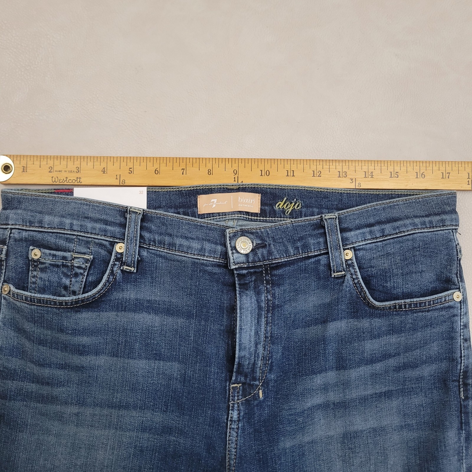 7 For All Mankind Tailorless Dojo Wide Leg Flare Trouser Blue Jeans Size 32×34