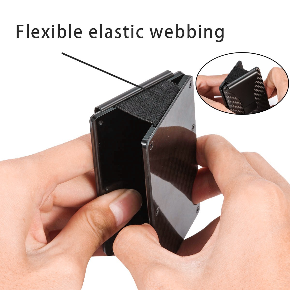 Carbon Fiber Minimalist RFID Blocking Wallet -Slim Metal Credit Card Holder Clip