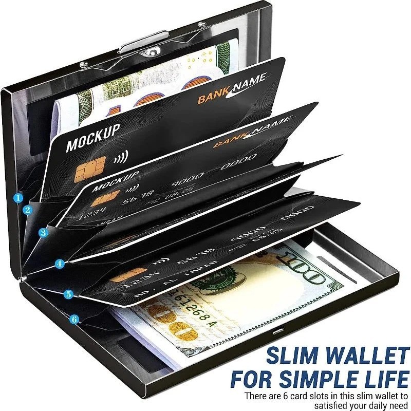 RFID Blocking Credit Card Holder Slim Aluminum Metal Wallet Case
