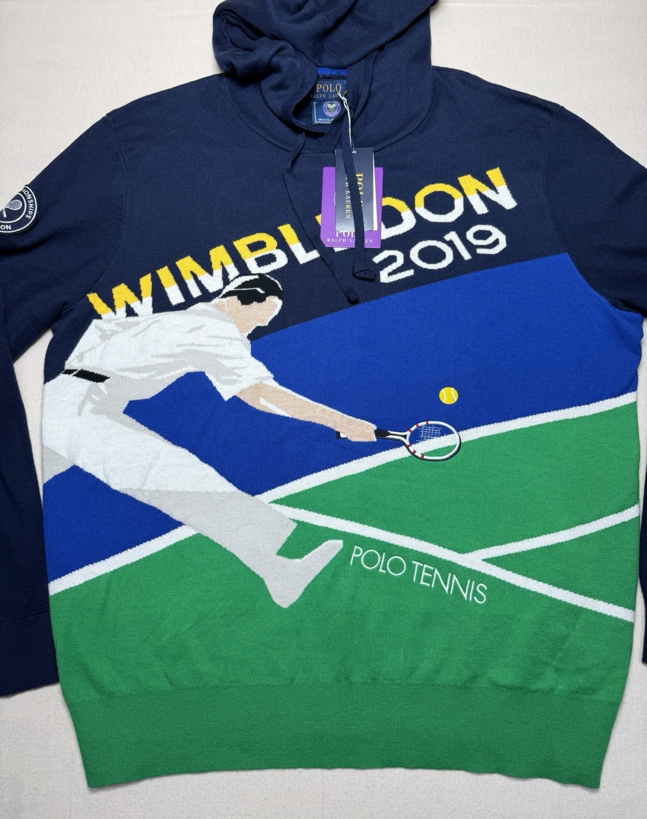 Polo Wimbledon 2019 Hoodie Authentic Size Large Navy Cotton / Cashmere NWT