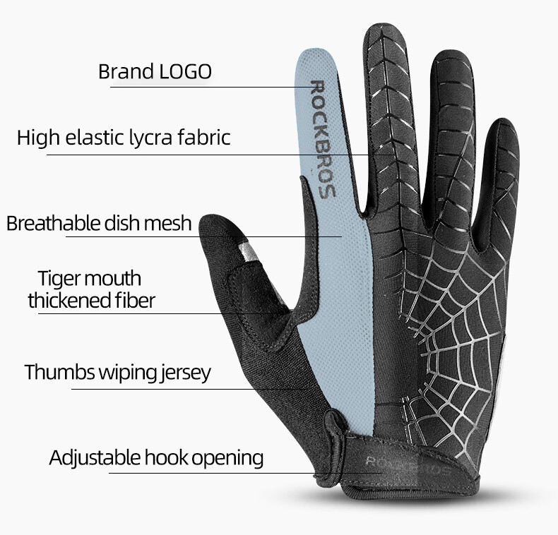 ROCKBROS Cycling Gloves Touchscreen Full/Half Finger Gel Pad Mountain Bike Glove