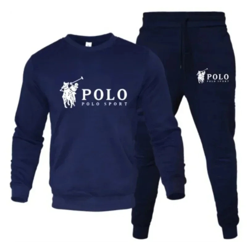 Men Autumn Winter Sweatshirt and Jogger Pants Set Casual Fitness Outfit