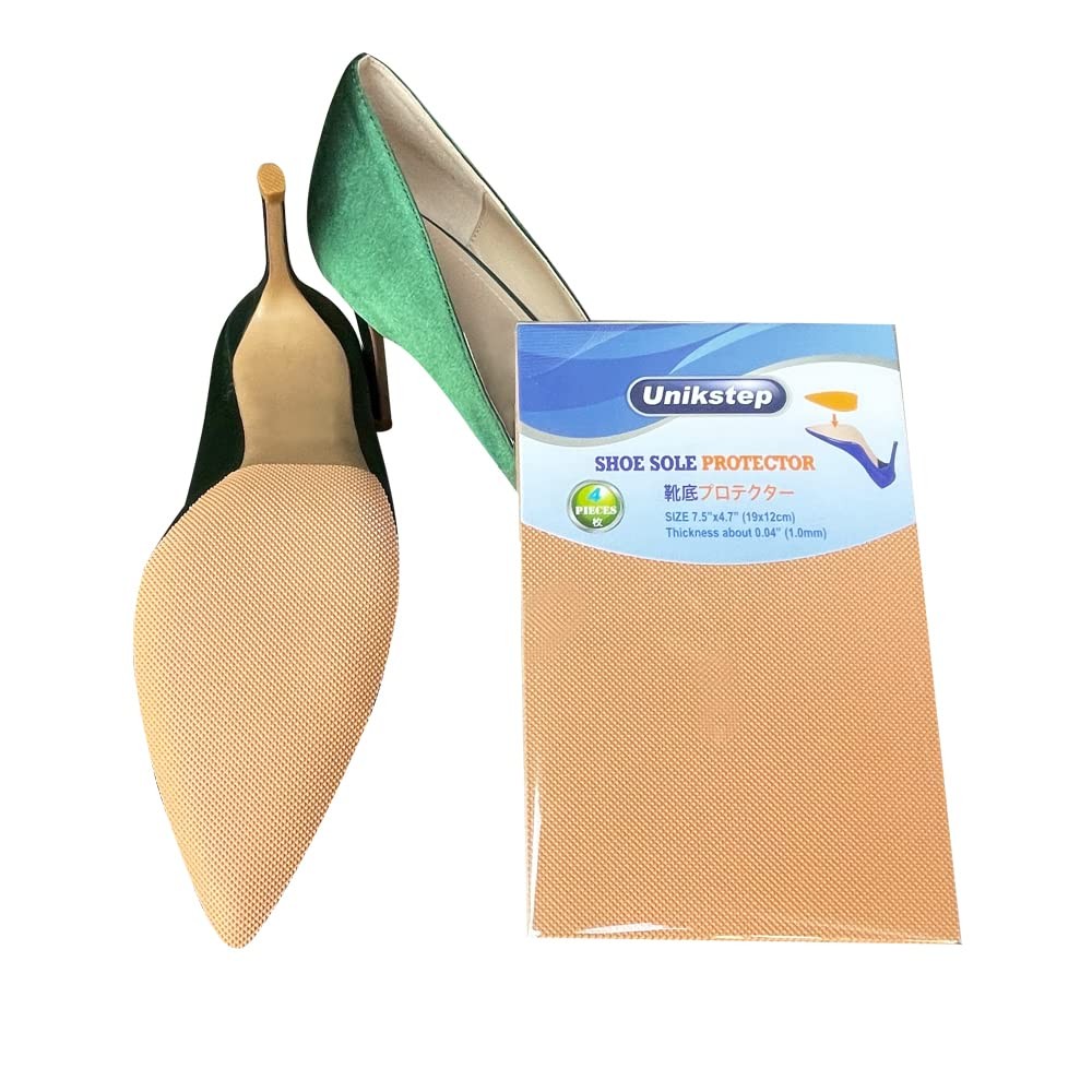 UNIKSTEP 4 Pieces Shoe Sole Protectors, 7.48×4.72″ (19x12cm), Khaki