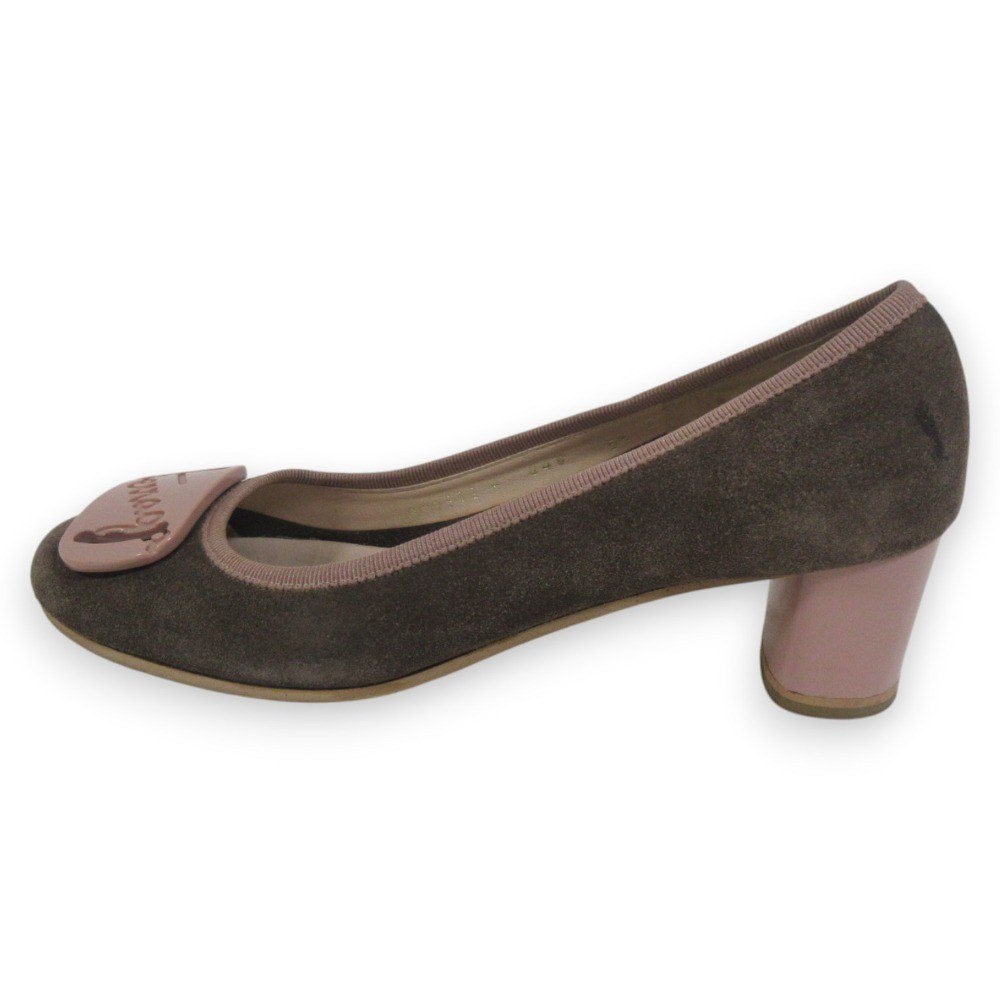 Salvatore Ferragamo logo pumps 5.5 Approx.9.1″” brown pink beige Women USED