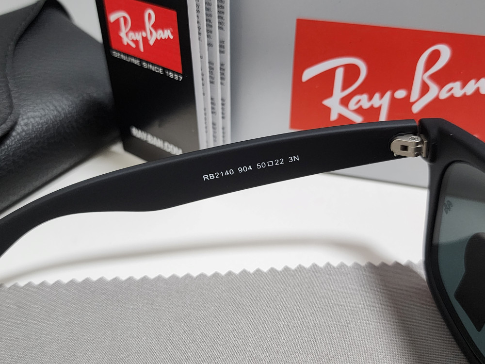 Ray-Ban RB2140 904 Wayfarer Sunglasses Black Frame Glass Gray Lens 50-22 /140 mm