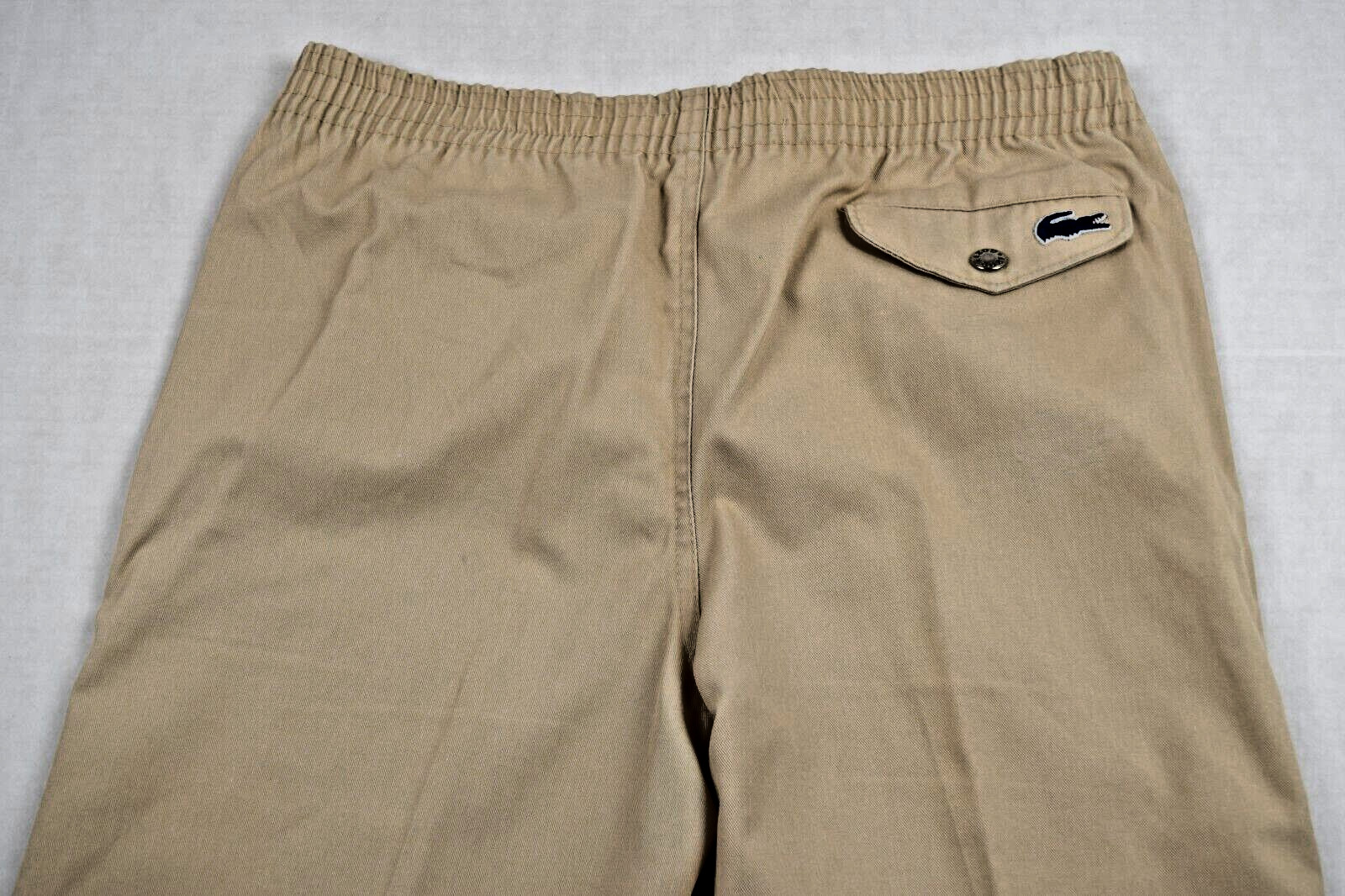 Vintage IZOD Lacoste Pants Size 18 70s Beige Straight Leg Blue Crocodile