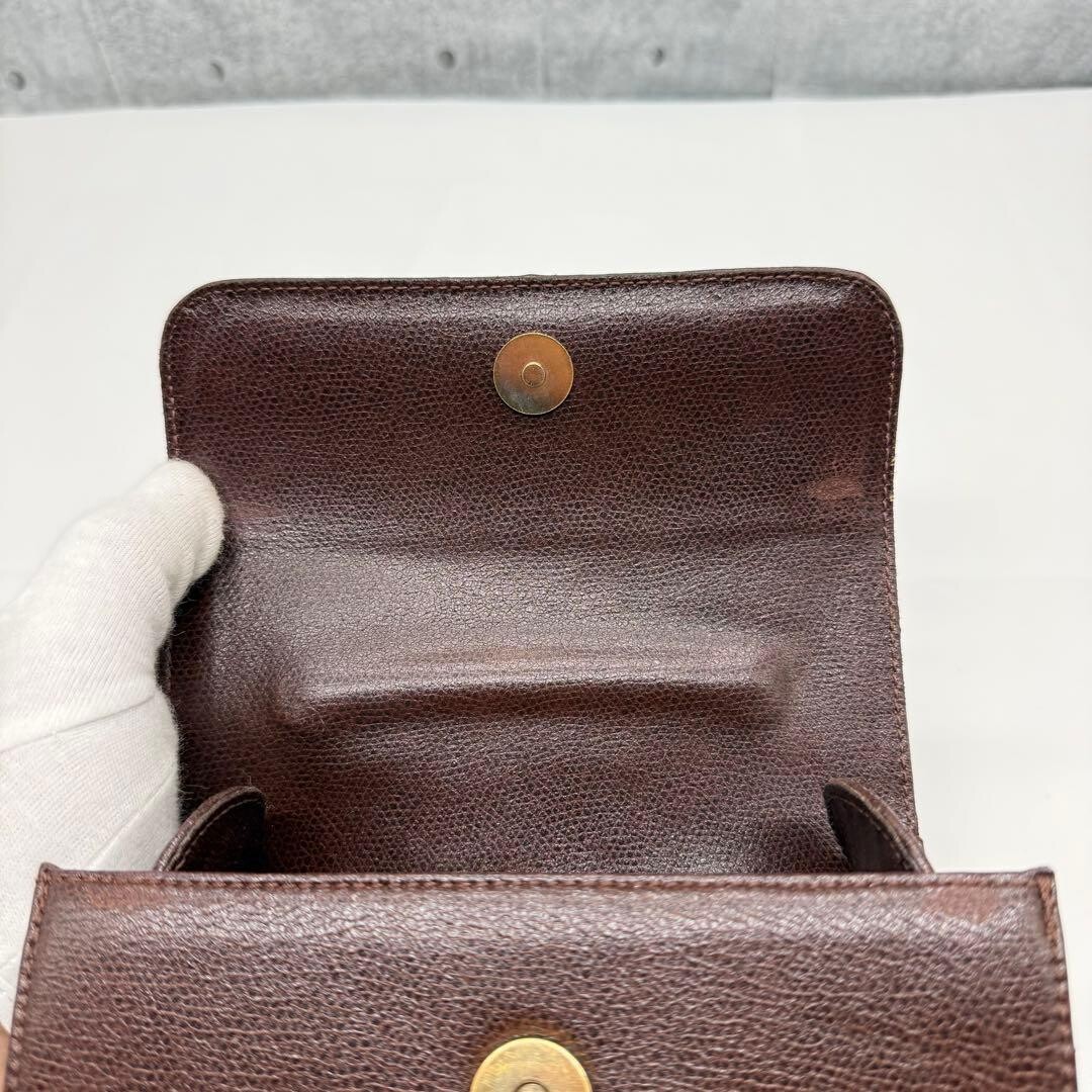 MaxMara Brown Leather 2Way Mini Top Handle Crossbody Flap Bag Italy Gold Logo