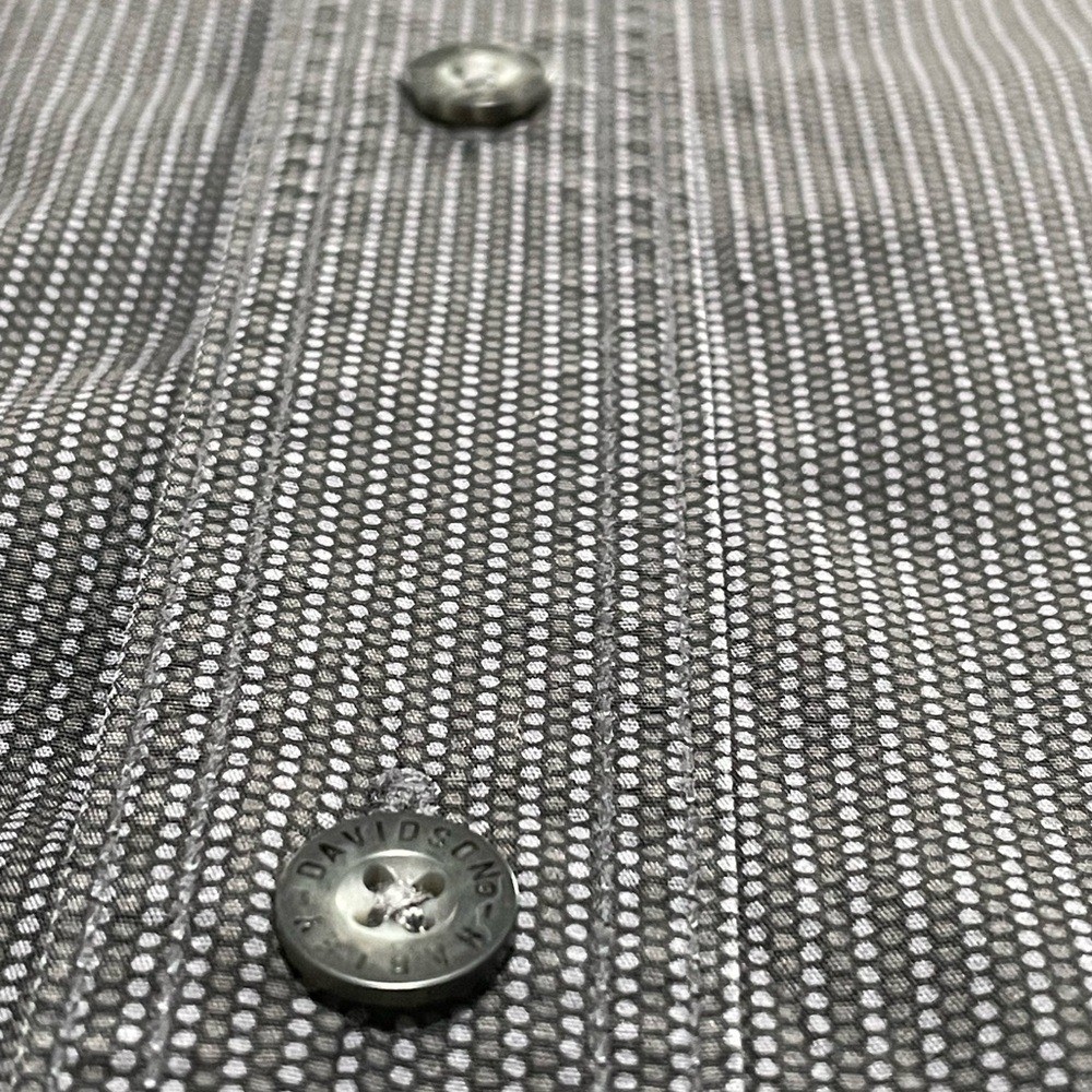 Harley-Davidson Mens Grey Black Patterned Button Up Shirt Logo Patch XL