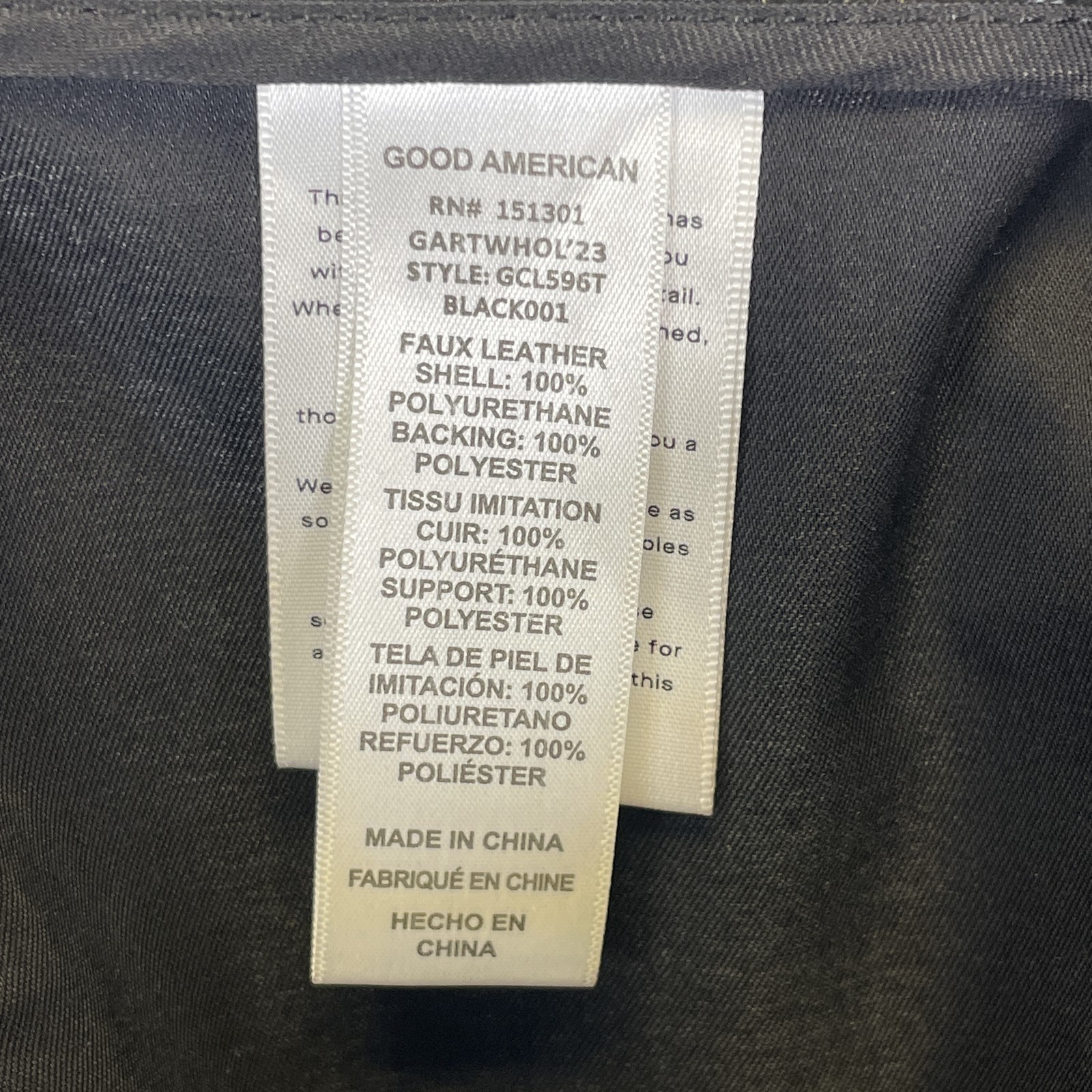 Good American Good Legs Croc Embossed Faux Leather Flare Pants Size 14 Black