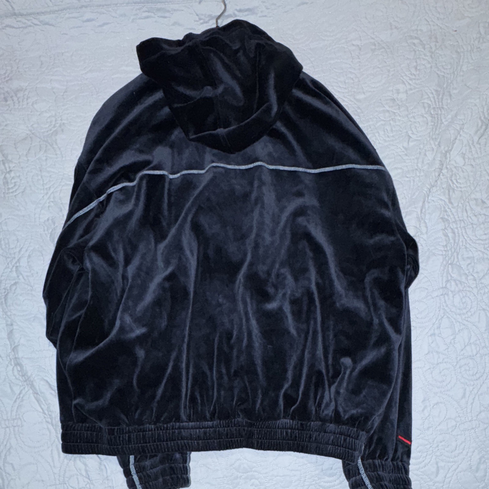 FUBU Men’s Black Velour Full-Zip Hooded Track Jacket w/ Pockets Size M
