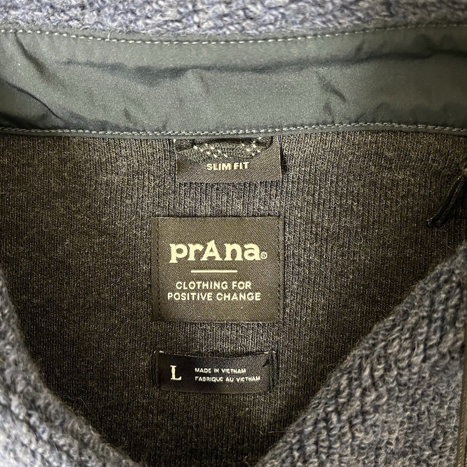 NWT prAna IncrediWool Overshirt Jacket Mens Large Slim Fit Stormy Night Heather