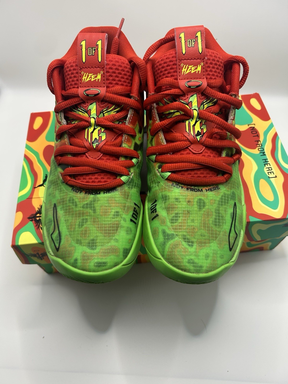 PUMA MB.01 LaMelo Ball Not From Here Mid Top Green/Red Camo Sneakers