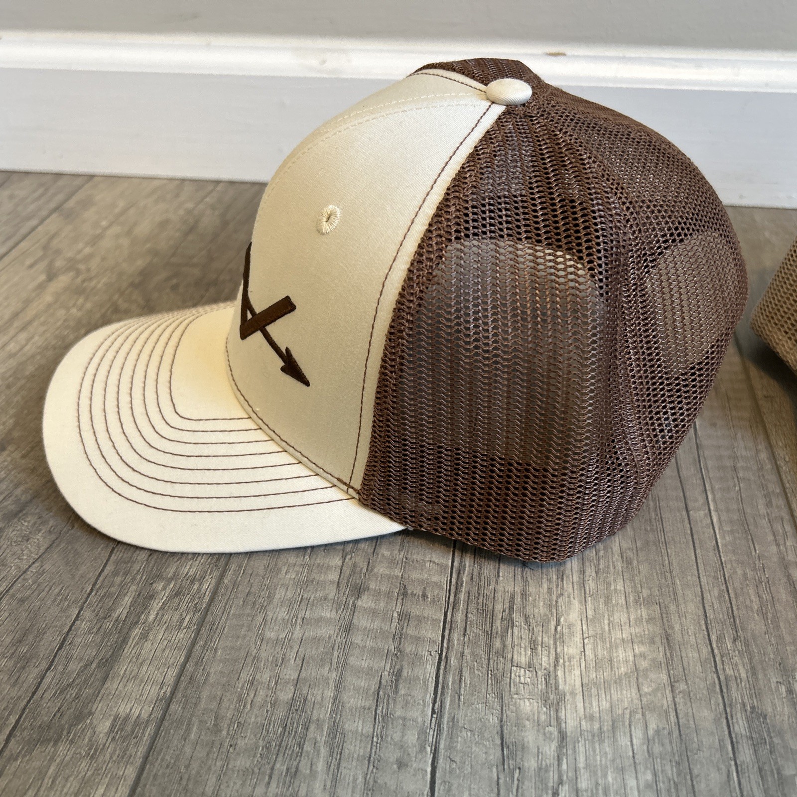 2 Webb Western Camouflage Antler Men’s Hats SnapBack Mesh Brown Beige Lot Pair