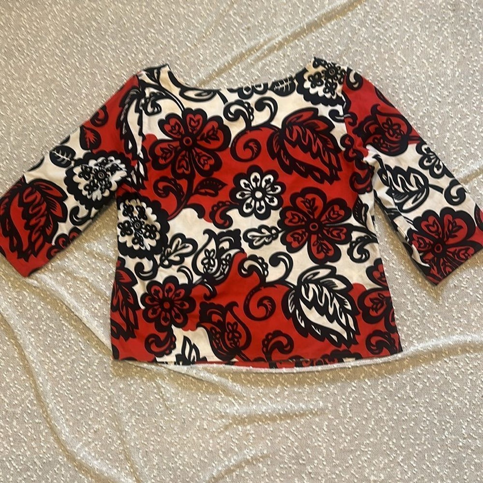 BODEN Red Floral 3/4 Sleeve Ursula Top Blouse size 12