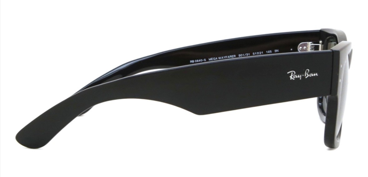 Ray-Ban Mega Wayfarer Rb0840s 901/31 52-21 Sunglasses Black Frame Green Lenses