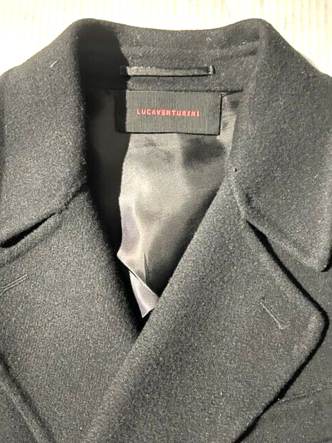 New LUCA VENTURINI Men Blk Double Faced Wool DB Military Coat sz 42 It 52 Italy