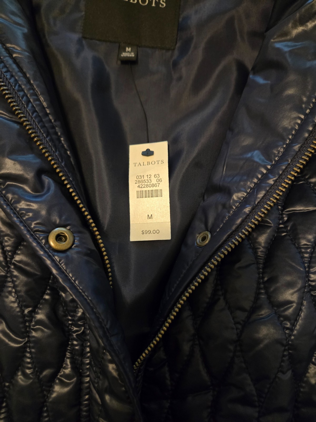 Talbots Navy Quilted Puffer Vest Size Medium