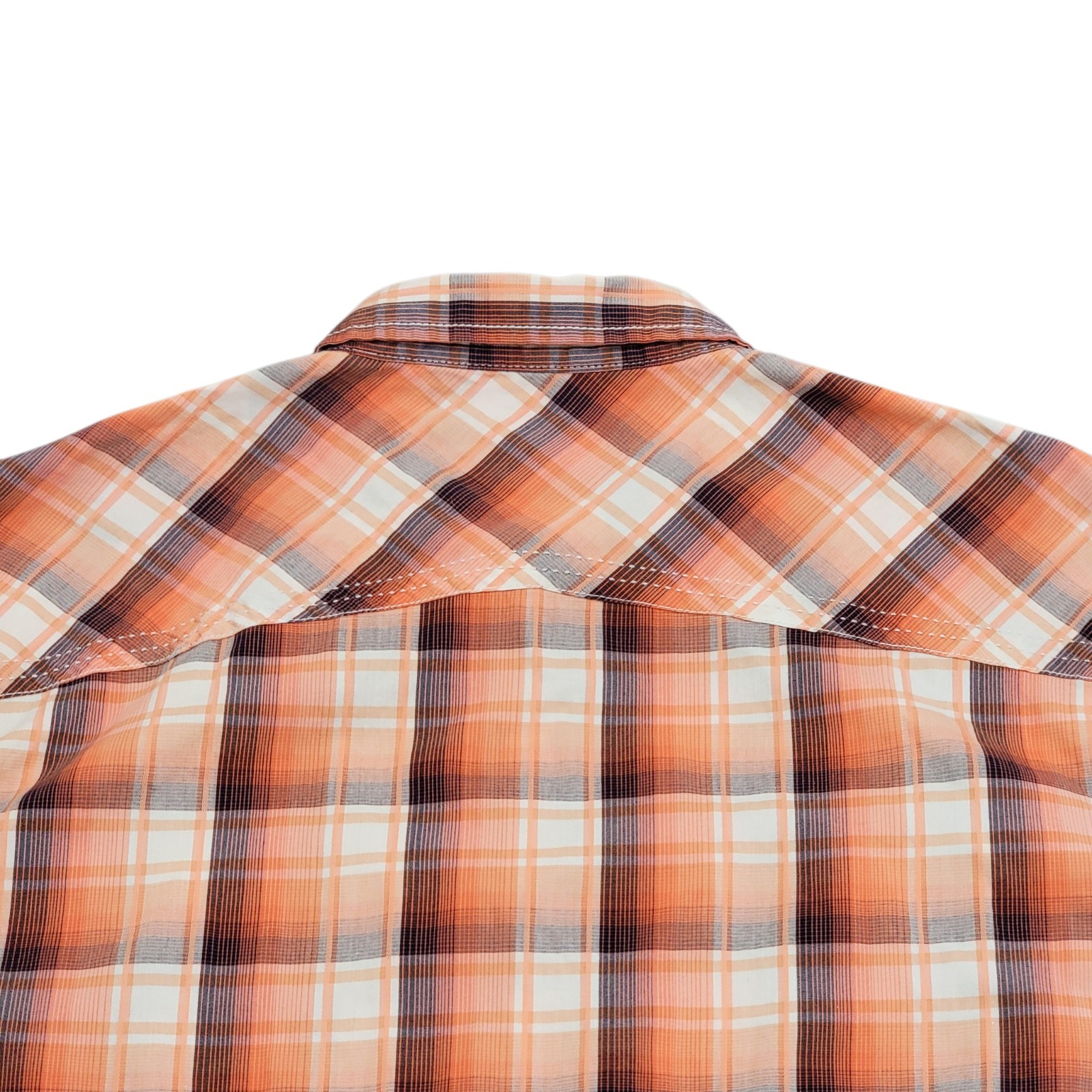 BKE Buckle Athletic Fit Short Sleeve Pearl Snap Button Shirt Mens XL Orange
