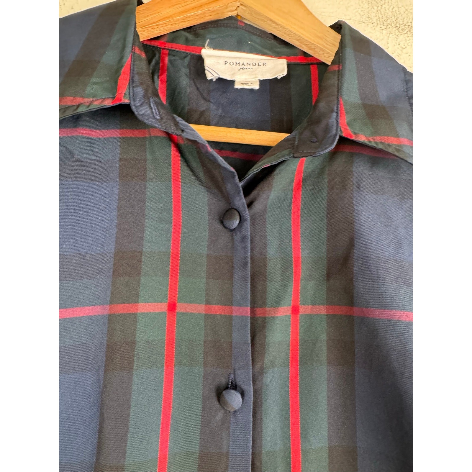 Tuckernuck Pomander Place Ashlen Fraser Plaid Button Blouse Medium Blue